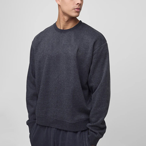 Regular sleeve Custom Logo 400Gsm Fleece Thickened Solid Color Men Oversize Crew Neck <b>Sweatshirt</b> for men - Product Image 5