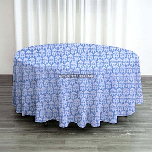 Nappe ronde vintage de base à imprimé designer, en coton, imprimée à la main, pour mariages, fêtes et événements - Product Image 4
