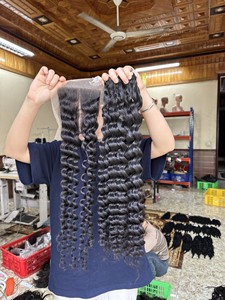 Tendance chaude vague profonde faisceaux vietnamien cheveux humains Full HD Transparent avant formation têtes noir femmes Style - Product Image 5