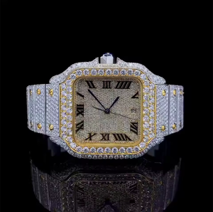 Venta Directa de Fábrica, Relojes Mecánicos Automáticos de Lujo con Esfera de Cristal Cuadrada de Acero Inoxidable y Diamantes Moissanite VVS para Hombre y Mujer - Product Image 1
