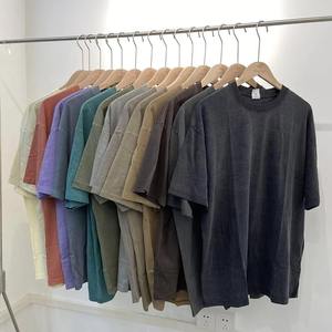 230g OEM Custom High Quality Oversized Knitted Heavy Cotton Drop Shoulder 100% Cotton Print Pattern vintage <b>tshirt</b> for men - Product Image 1