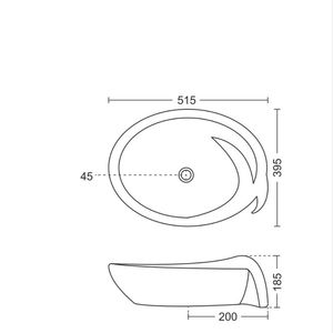 Floating wall hung ceramic sink glossy white rectangular 515x395x185mm bathroom basin semi pedestal - Product Image 1