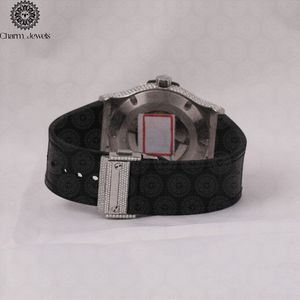 Charm_Jewels Luxury Stainless Steel <b>Watch</b> 40mm Round Case Analog Sapphire Crystal Diamond Bezel <b>Black</b> Leather Band Unisex - Product Image 3