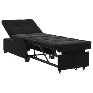 Sofá cama de terciopelo negro de 76,38 x 26,38 x 32,28 pulgadas - Product Image 1