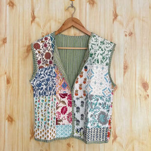 Chaleco de Invierno Hecho a Mano en India, 100% Algodón Ecológico, Acolchado, Antiarrugas, Transpirable, de Secado Rápido, con Bolsillo Delantero, Corte Regular - Product Image 1