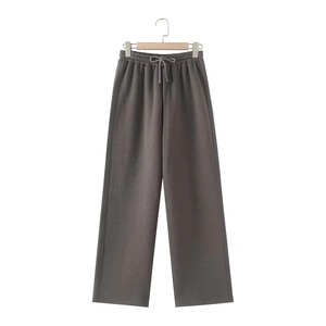 Pantalon décontracté rose en polyester, coupe large et ample, taille mi-haute, couleur unie, tissu tissé, respirant et léger pour le printemps - Product Image 4