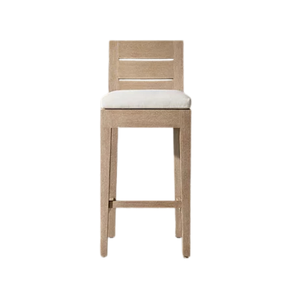 Chaise de bar scandinave en teck massif, coussin en tissu de qualité supérieure, structure durable et assise confortable, design minimaliste - Product Image 1
