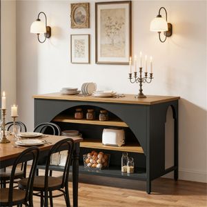 Isola da Cucina con Scaffale Portaoggetti e Armadietto Portaposate, Soluzione Pratica per l'Organizzazione della Cucina - Product Image 4