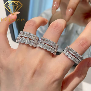 14K White Gold Emerald Cut Lab Grown Diamond Eternity Wedding Band Full <b>Circle</b> Stackable <b>Ring</b> IGI Fine Jewelry - Product Image 5