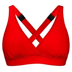 Sujetador deportivo de yoga para mujer, negro, con tirantes, escote en V profundo, soporte medio, transpirable, diseño hueco - Product Image 2
