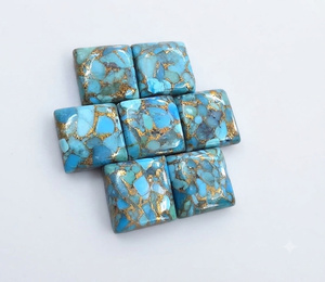 Cabochon carré en turquoise cuivrée bleue, pierre précieuse en vrac pour la fabrication de bijoux - Product Image 2