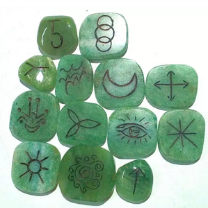 Juego de Karuna de 13 piezas de alta calidad, piedra de Palma de Aventurina verde, piedras preciosas de cristal de Jade curativas naturales para decoración, uso de regalo, venta al por mayor - Product Image 2