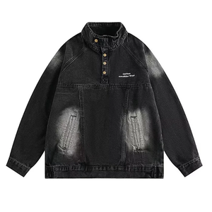 แจ็กเก็ตมีฮู้ดผ้ายีนส์มีฮู้ดสไตล์วินเทจแบบลำลองทรงหลวมสำหรับผู้ชายและผู้หญิงเสื้อสเวตเตอร์ผ้ายีนส์แบบสวมหัวแนวสตรีทฤดูใบไม้ร่วง - Product Image 2