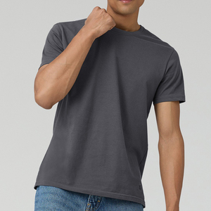 Camiseta informal de manga corta con cuello redondo y corte regular para hombre, color gris liso. Top de manga corta liso para hombre. - Product Image 6