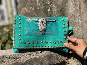 Bolso de cuero de piel metálica, bolso cruzado de estilo occidental, bolso de mano tallado con correa, bolso de estilo occidental - Product Image 4