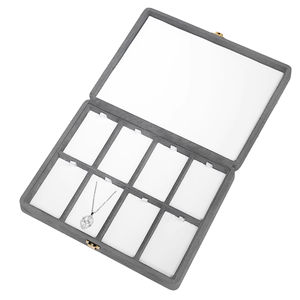 Caja Organizadora de Collares Japonesa Rectangular de Ocho Compartimentos, Esquinas Redondeadas, Interior de Papel de Terciopelo Premium, 243x213x50mm, Día de San Valentín - Product Image 1