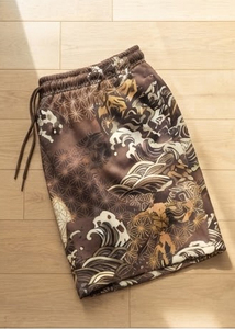 Shorts de skate sublimés pour hommes, taille mi-haute à cordon de serrage, style streetwear décontracté, en molleton épais, pour l'hiver - Product Image 4