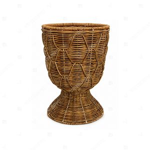 Cesta de Mimbre Vintage con Pedestal de Cáliz, Maceta, Florero, Organizador, Cesta de Almacenamiento, Decoración Interior para el Hogar - Product Image 2