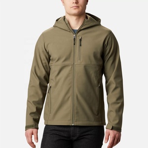 เสื้อแจ็คเก็ตผู้ชายกันน้ำกันลมแบบ Softshell มีฮู้ด ซิปยาว สีพื้น น้ำหนักเบา เหมาะสำหรับกิจกรรมกลางแจ้งและสตรีทแวร์ - Product Image 1