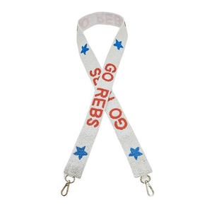 Sangle de sac perlée Go Rebs, personnalisée pour le jour du match, avec esprit d'équipe, poignée de sac à main, bandoulière de remplacement en tissu tressé, pièces de sac à main - Product Image 1
