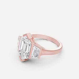 Bague élégante à trois pierres en diamant de laboratoire, best-seller, pour femme, idéale pour fiançailles, mariage, anniversaire et occasions spéciales, bijoux en vente - Product Image 2
