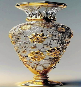 Vase moderne en spirale argenté avec un intérieur en maille or rose et une base réfléchissante. Style luxueux disponible à prix de gros. - Product Image 6