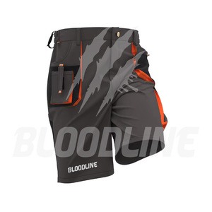 Shorts de sport pour homme Bloodline, séchage rapide, taille à cordon, longueur mi-cuisse, vêtements de sport gris, orange, noir imprimé - Product Image 2