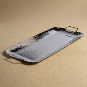 Restaurant Supplies Metal Serving Tray With Handles Hammered Design For Food <b>Snacks</b> Serve Use Tabletop Display Modern Trays - Product Image 1