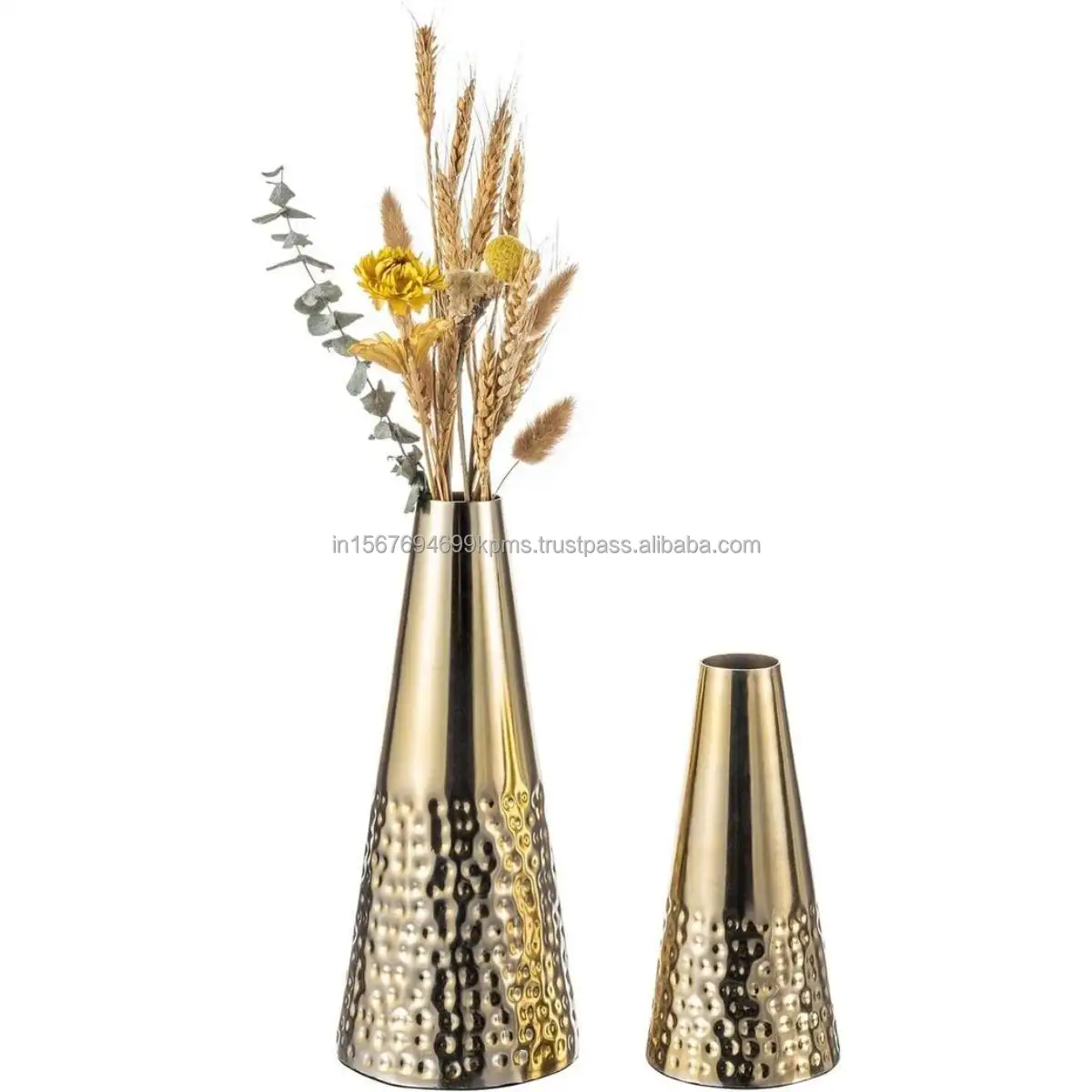 Pyramid style Nordic Flower Vase Set Hardly Handcrafted Solid brass Two Tabletop Flower Vases Mirror Polished Very Elegant Pots