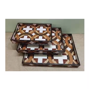 Nueva bandeja de servicio de madera de trabajo de esmalte impreso, bandeja de desayuno para servir, bandeja de servicio de madera de nuevo estilo de alta calidad - Product Image 2