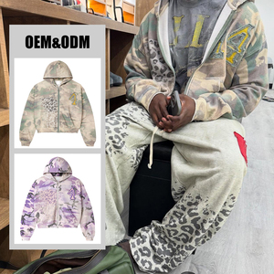 Premium Oversized <b>Cropped</b> <b>Zip</b> <b>Up</b> Hoodie Heavyweight Washed Fleece Streetwear Vintage Unisex Hooded Sweatshirt - Product Image 4