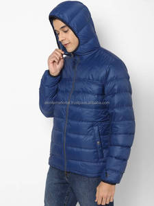 เสื้อแจ็คเก็ตพัฟเฟอร์แขนยาวแบบกำหนดเองสำหรับผู้ชาย เสื้อโค้ทบอมเบอร์แบบเรียบ ผลิตจากวัสดุขนเป็ดและขนสัตว์ จำหน่ายราคาส่ง - Product Image 4