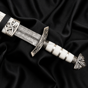 Espada Vikinga de Damasco con Funda, Espada Medieval Hecha a Mano, Espada Nórdica, Regalo para Él - Product Image 5