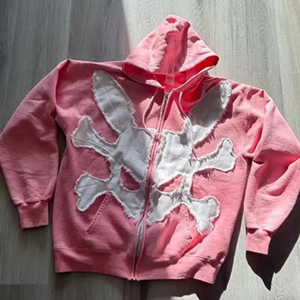 Sweat à capuche personnalisé délavé à l'acide, vintage, en coton vieilli, coupe oversize, streetwear, zippé, unisexe, broderie 3D pour l'hiver - Product Image 1