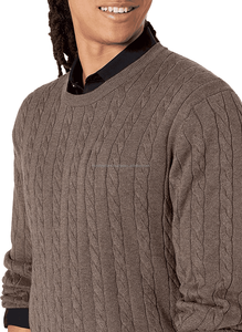 Pull en tricot pour homme personnalisé avec logo, pull d'hiver tendance, patchwork, tricot jacquard, col rond, manches longues - Product Image 4