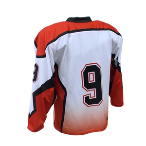 Maillot de hockey sur glace personnalisé, rayé bleu, vert et blanc, col en V, manches trois quarts, sublimé, vêtements pour hommes adultes - Product Image 2