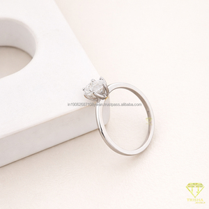 Round Cut Moissanite Diamond in 925 Sterling <b>Silver</b> Engagement <b>Ring</b> Classic <b>Solitaire</b> Wedding Jewelry For Women And Brides - Product Image 2