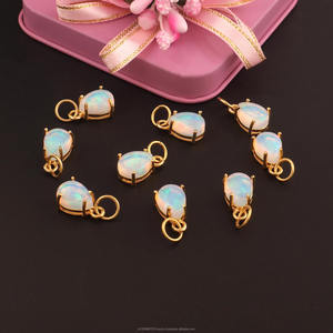 Synthétique éthiopien opale poire pendentif connecteur poire forme broche cadre pendentif connecteur pour la fabrication de colliers - Product Image 5