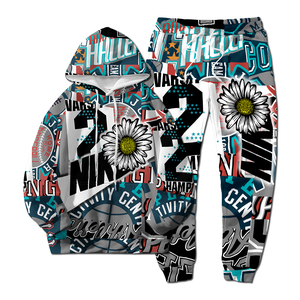 Conjunto Deportivo Unisex de 2 Piezas, 100% Algodón, Estampado, Secado Rápido, Transpirable, Ligero, Sudadera con Capucha y Pantalones Jogger a Juego - Product Image 6