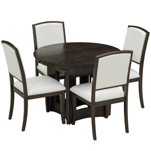 Ensembles de salle à manger modernes Kalula en teck massif de haute qualité, couleur noire, avec coussins, pour usage intérieur - Product Image 1