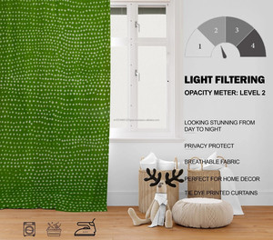 Rideaux et cantonnières en coton filtrant la lumière Bhandej pour l'intimité du salon - Product Image 4