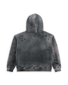 Oversized Hooded <b>Sweatshirt</b> Men 100% Cotton French Terry Washed Cut Out Design Solid Color Streetwear Pullover Autumn Style - Product Image 1