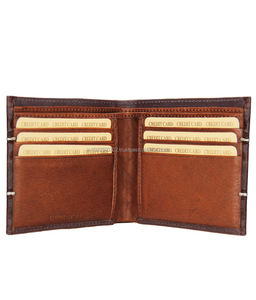 Vente en gros de portefeuille de luxe en cuir véritable pour hommes, porte-cartes avec logo personnalisé et fermeture ouverte, blocage RFID, courte longueur - Product Image 6