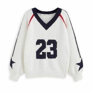 Varsity College Style Knit <b>Sweater</b> <b>Crewneck</b> Ribbed Knit Pullover Comfortable Lightweight Ladies Winter Knitwear Breathable 2026 - Product Image 1