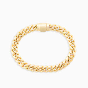 925 Sterling <b>Silver</b> 8MM Miami Cuban Link Bracelet Yellow Gold Plated Hip Hop Chain Bracelet <b>for</b> <b>Men</b> - Product Image 5
