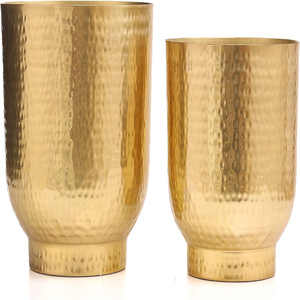 Macetas Metálicas Doradas con Textura Martillada Profunda y Macetas de 8 Pulgadas (Diámetro) para Decoración de Sala de Estar y Dormitorio - Product Image 4