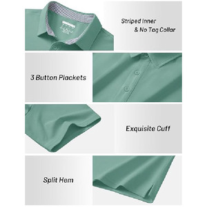 เสื้อโปโลผู้ชายสีเขียวเซจ โลโก้สั่งทำ แขนสั้น ระบายอากาศได้ดี ผ้าถักโพลีเอสเตอร์ ทรงเข้ารูป สวมใส่สบาย เหมาะสำหรับฤดูร้อน - Product Image 4