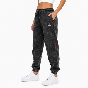 Pantalones deportivos de felpa con lavado ácido para mujer, corte relajado, cintura alta, con cordón, estilo casual, suaves, estilo vintage, la mejor calidad - Product Image 2