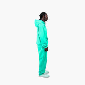 Conjunto Deportivo Verde Aqua para Hombre, Sudadera con Capucha y Pantalones Jogger, Ropa Deportiva al por Mayor, Sudadera Verde Lisa con Capucha y Cremallera, Personalizable con Logotipo - Product Image 4