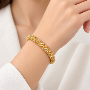 Pulsera de Cuentas de Vidrio Metálicas Chapadas en Oro Hechas a Mano en Nepal, Joyería de Moda Unisex para Mujer, Regalo de Aniversario - Product Image 5